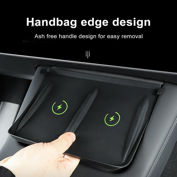 Soumake Center Console Wireless Charging Mat Silicone Non-slip Waterproof Glow In The Dark Car Interior Accessories Phone Cordless Charger Pad Cushion for Tesla Model 3/Y