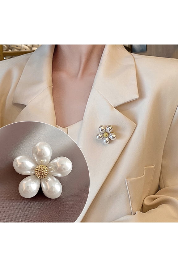 Chic Flower Bow Brooch Lightweight Rust-Resistant Alloy Lapel Pin Elegant Pearls Jewelry For Women Accessory