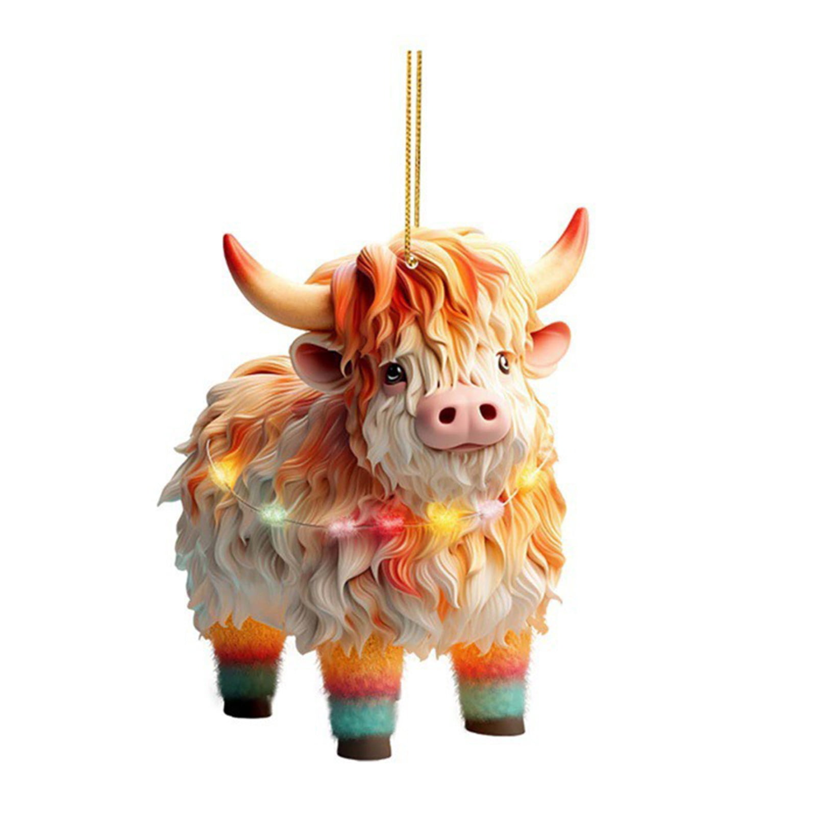 Koe Kerstversieringen,2D Acryl Seizoensdecoraties,Rusic Highland Cow Koe Kerstversieringen,2D Acryl Seizoensdecoraties,Rusic Highland Cow