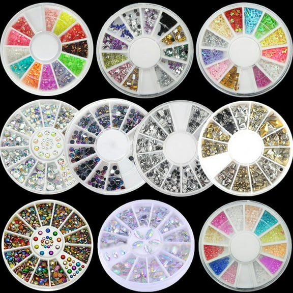 Soumake Colorful Shiny Nail Art Decoration Wheel Colorful Star Diy Manicure Accessory Practical