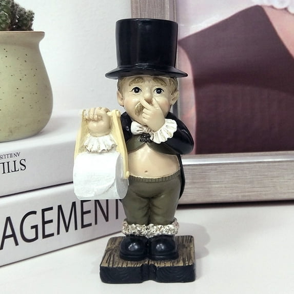 Soumake Comical Intricate Detailing Toilet Butler Statue Stable Resin Home Sculpture Home Decor Household