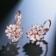 thumbnail image 1 of Soumake Cubic Zirconia Inlaid Sunflower Dangle Leverback Earrings Chic Lady Jewelry Gift, 1 of 7