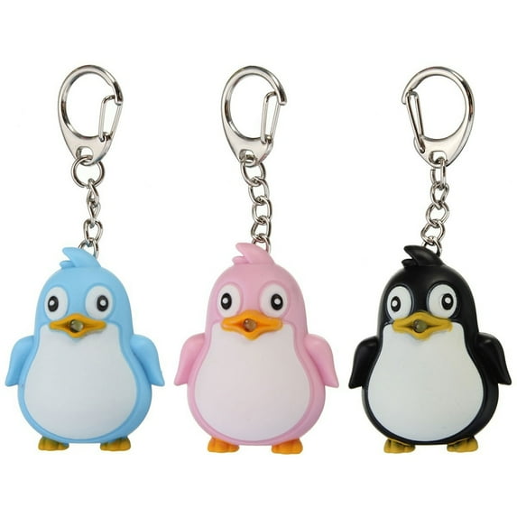 Soumake Cute Animal Penguin Led Light With Sound Key Chain Key Ring Torch Xmas Gift Fashion
