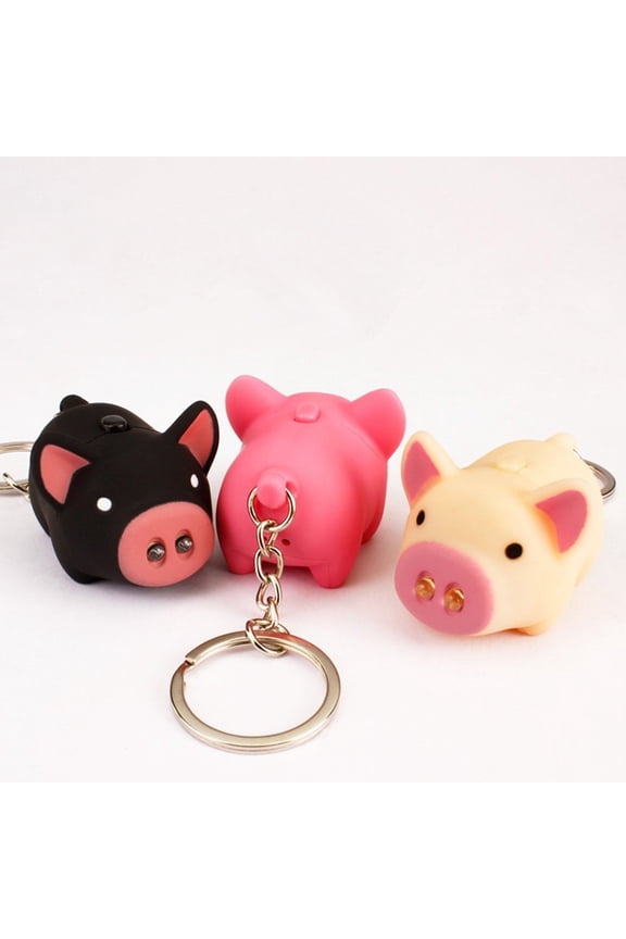 Cute Pig Style Led Light Sound Key Chain Keyring Car Bag Pendant Decoration Gift Fashion