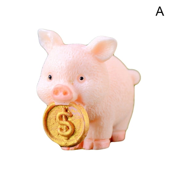 Soumake Cute Resin Money Lucky Pig Figurine Statue Diy Miniature Garden Table Ornament Household