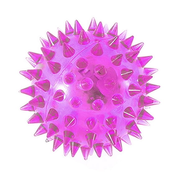 Soumake Dog Puppy Cat Pet Led Squeaky Rubber Chewing Bell Ball Hedgehog Fun Toys Practical