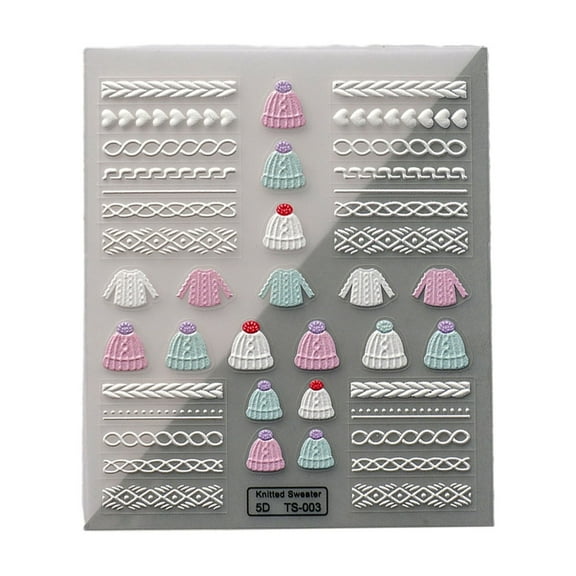 Soumake Embossed Nail Art Stickers – Creative 5D Wool Yarn Pattern Decals for Exquisite DIY Manicure Designs