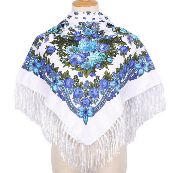 Soumake Ethic Style Floral Print Shawl Fringed Elegant Soft Warm Fall Winter Middle-Aged Elderly Women Square Blanket Scarf Neck Wrap Fashion