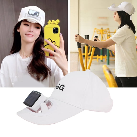 Soumake Fan Sunhat Strong Wind Cooling Sunshade Letter Embroidery Long Brim Sun Detachable Fan Usb Or Solar Charging Men Fan Cap Headwear Fashion