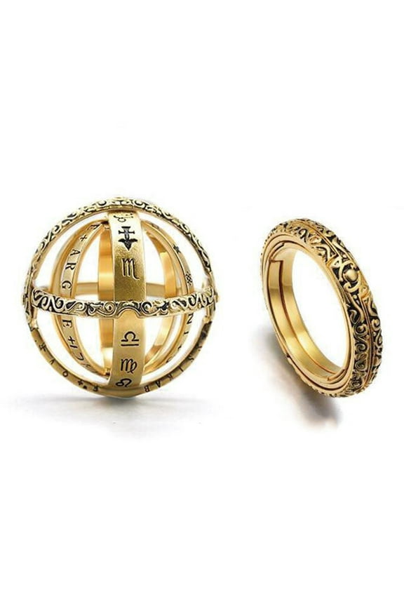 Fashion Women Men Hollow Astronomical Ball Overturn Transform Tellurion Ring Fashion