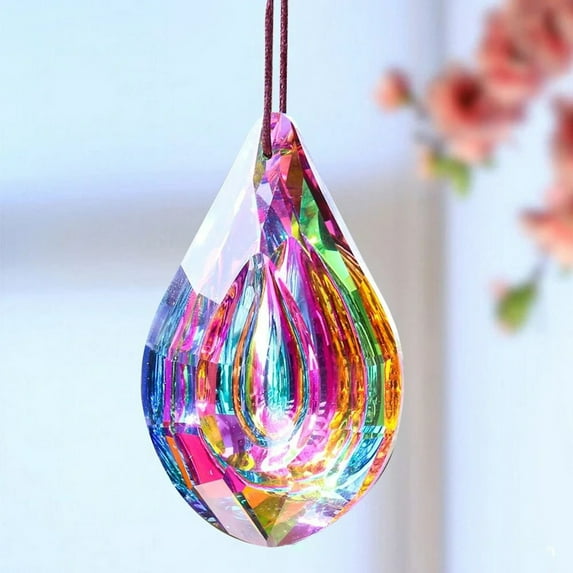 Soumake Faux Crystal Prism Sun Catcher Decoration Indoor Outdoor Garden Window Hanging Rainbow Maker Clear Waterdrop Hanging Ornament Pendant