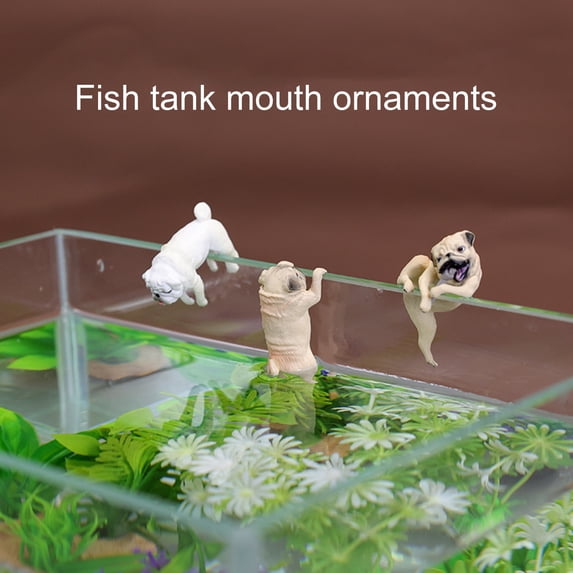 Soumake Fish Tank Ornament Realistic Durable Resin Cartoon Pug Dog ...