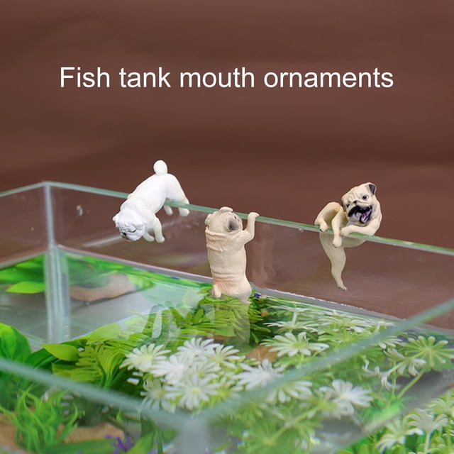 Curated visual reference: Fresh Look at Soumake Fish Tank Ornament Realistic Durable Resin Cartoon Pug Dog