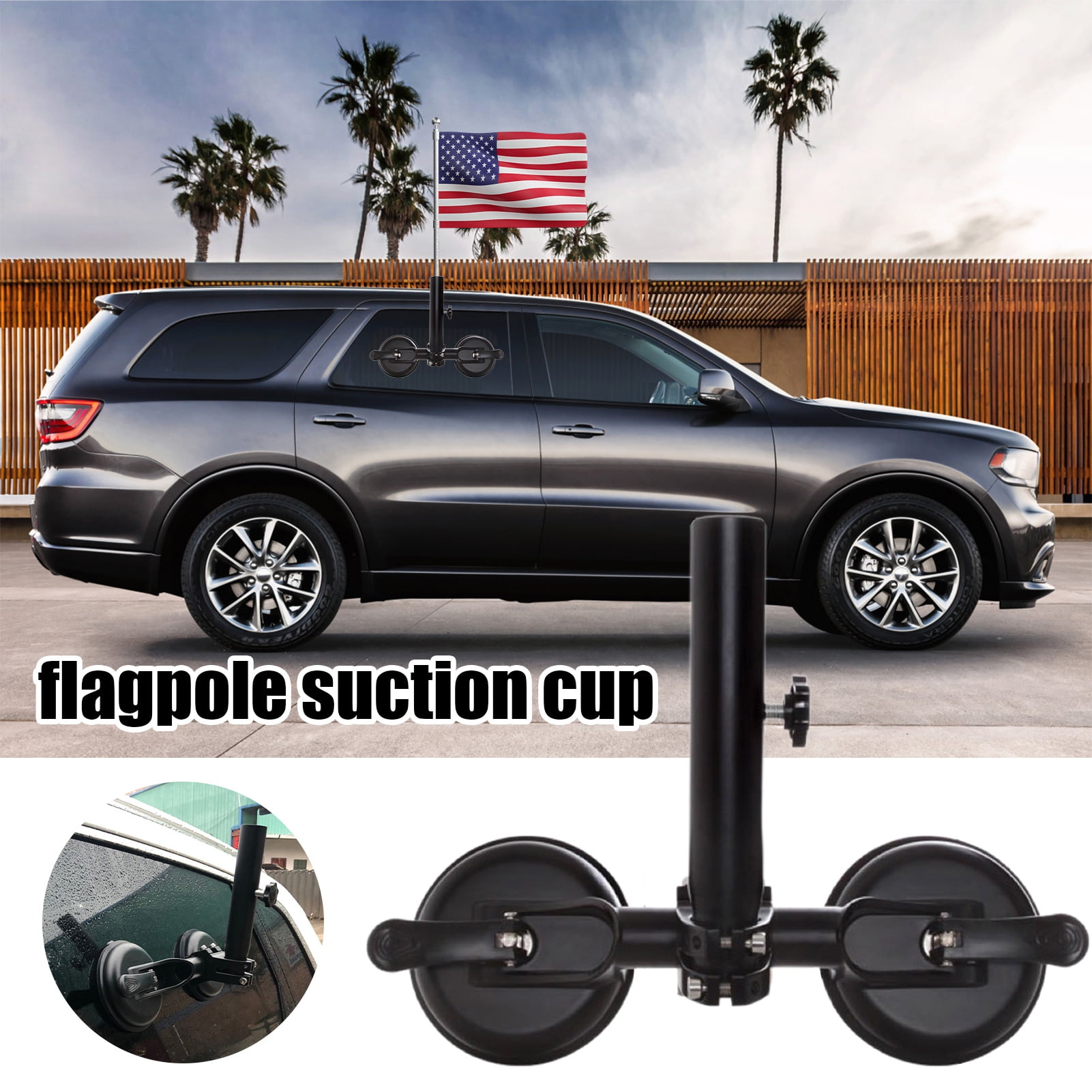 Soumake Flagpole Suction Cup Holder Multi-Function Flag Pole Holder ...
