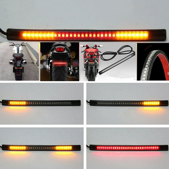 Soumake Flexible Motorcycle License Plate LED Light Tail Brake Stop Turn Signal Lamp
