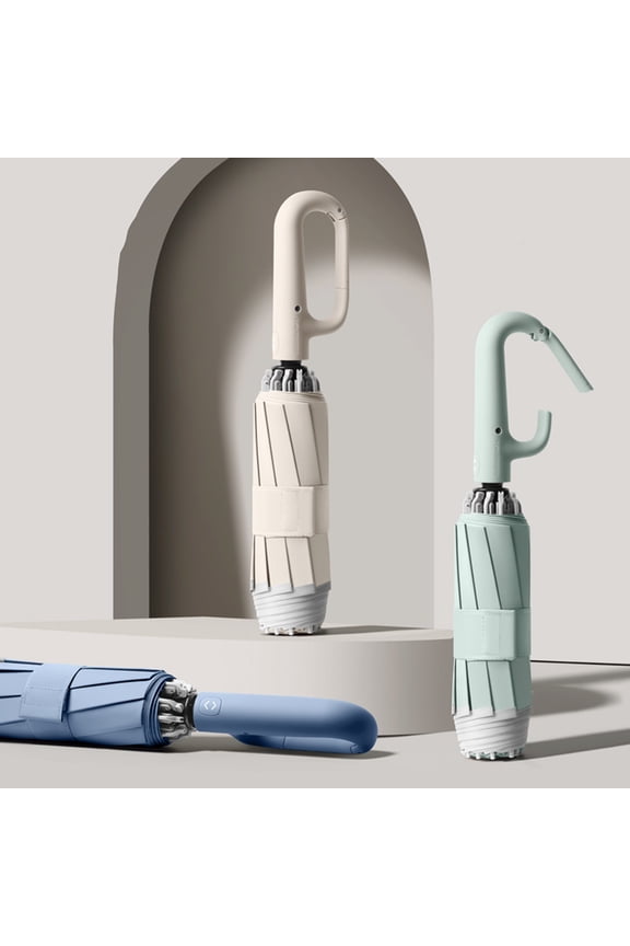 Fully Automatic Sun Umbrella With Hanging Hook Auto Open Windproof Rainproof Uv With Anti Uv Coating Compact Folding Travel Parasol