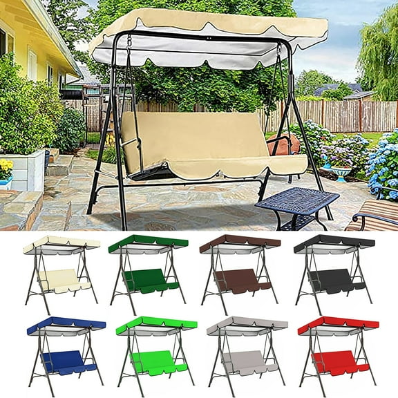 Soumake Garden Swing Waterproof Canopy Replacement Simple Installation Waterproof Uv-Proof Outdoor Patio Swing Sun Shade Seat Cover Set