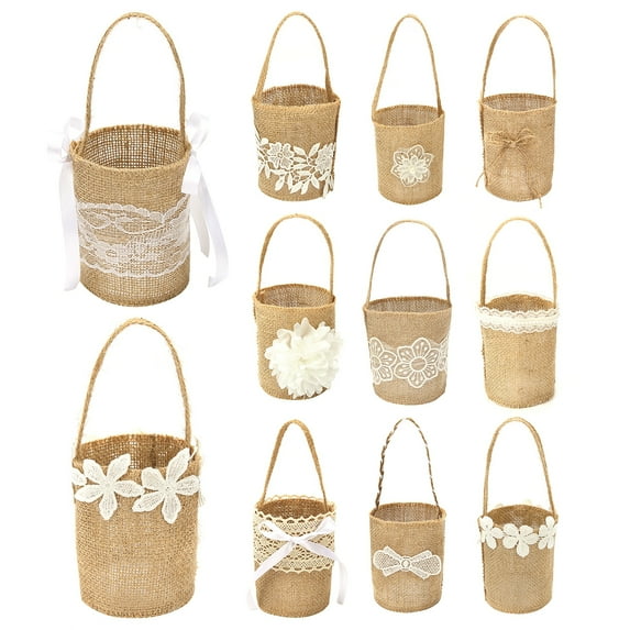Soumake Gift Bag with Handle Vintage Portable Flower Basket Favors Bag for Baby Shower