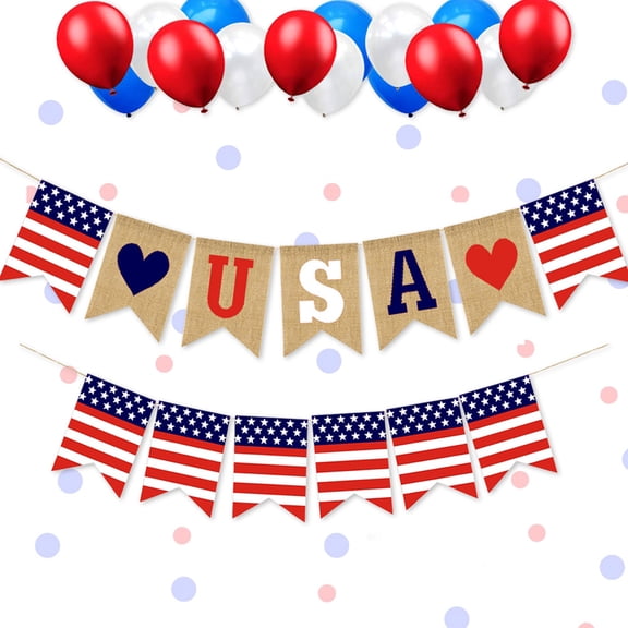 Soumake Hanging Banner Reusable Multi-purpose Lightweight American Flag Tag Bunting Banner Household Supplies For Holiday Celebrations
