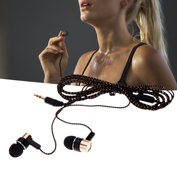 Soumake Headset Stereo Noise Reduction Tpe 3.5Mm In-Ear Wired Stereo Braid Earphone For Dormitory Practical