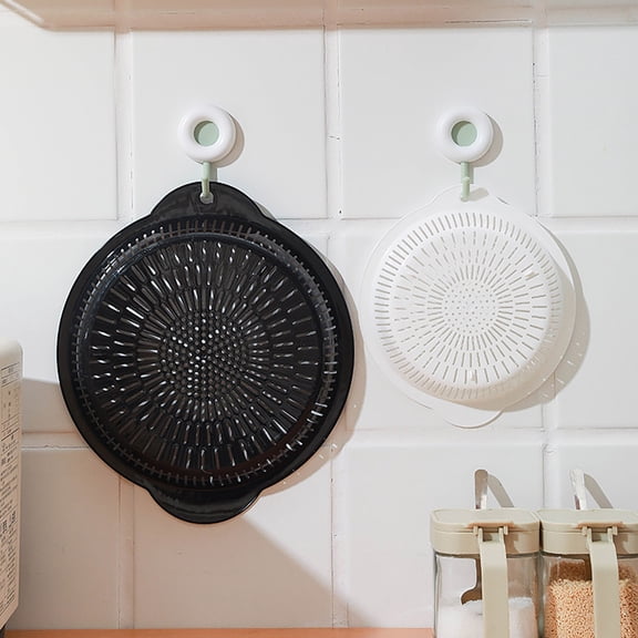 Soumake Kitchen Round Drain Tray Plate With Dual Handles Food Grade Large Capacity Multifunctional Vegetable Fruits Drainage Plate Strainer Colander Basket