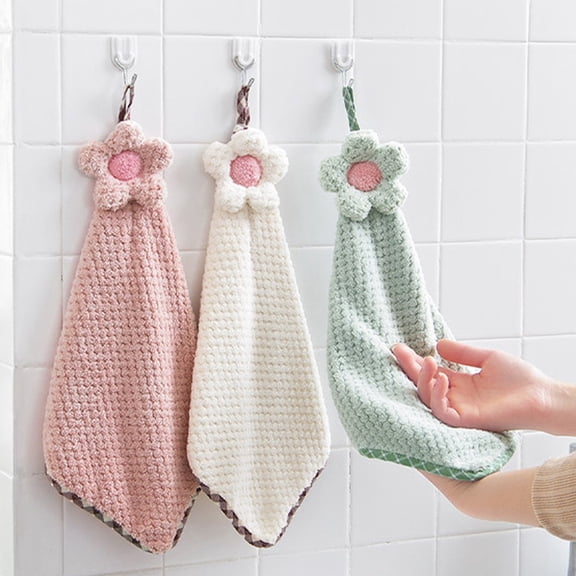 Soumake Kitchen Towel Hanging Design Comfortable to Touch Super Absorbent Fast Drying Reusable Strong Absorption Soft Texture Microfiber Hand Dry Towel Daily Use
