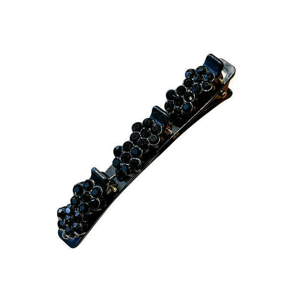 Soumake Korean Style Elegant Tight Anti-fall Side Bang Clip Shiny Rhinestone Flower Decor Double Layer Hairpin Hair Accessories