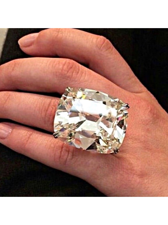 Large Square Cubic Zirconia Finger Ring Luxury Women Proposal Wedding Jewelry Fashion
