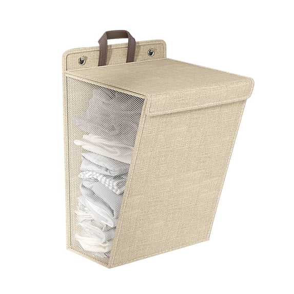 Soumake Laundry Storage Bag Clothes Hamper with Lid Dustproof Water Resistant Handle Design Clothes Laundry Basket Wall Hanging Organizer