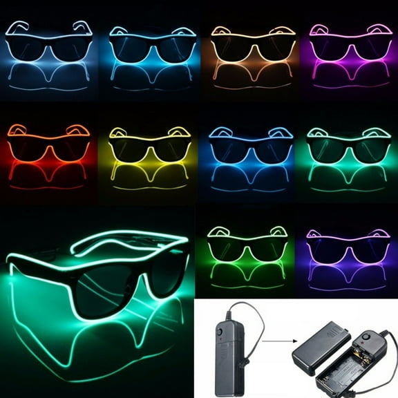 Soumake Led El Wire Glasses Light Up Glow Sunglasses Eyewear Shades For Nightclub Party Fashion