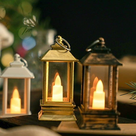 Soumake Led Lantern Retro Style Energy-Saving Glare Free Shatterproof Battery Powered Flickering Led Candles Party Hanging Lantern Decor For Home Practical