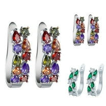 Soumake Luxury Women Faux Emerald Multicolor Cubic Zirconia Ear Stud Earrings Jewelry