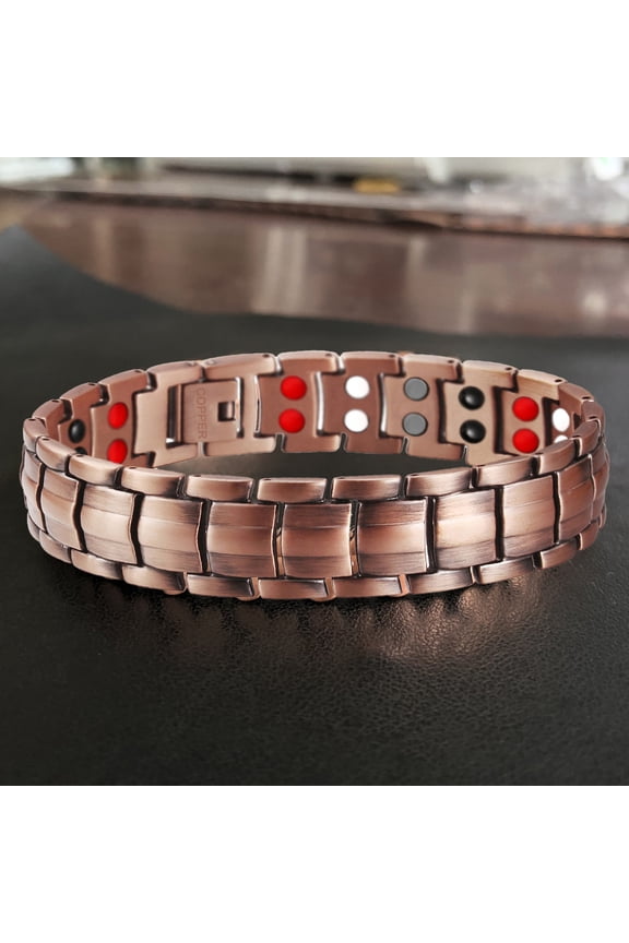 Men Bracelet Magnetic Pure Copper Durable Smooth Therapy Bracelet for Daily Wear