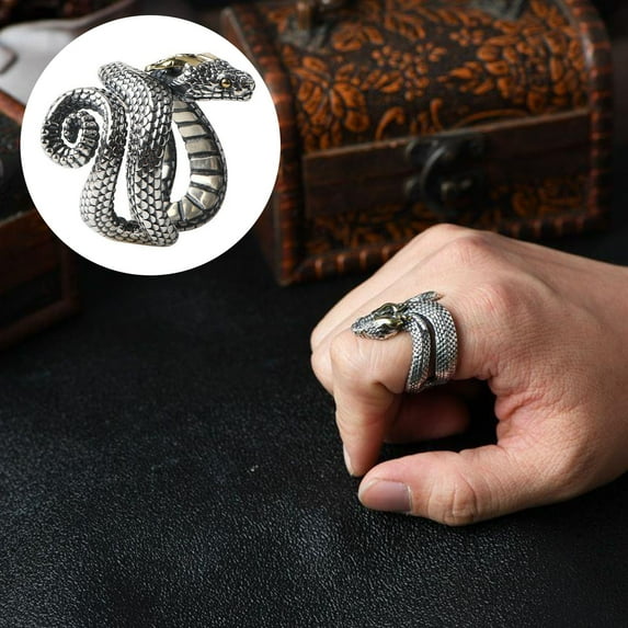Soumake Men Python Ring Retro Opening Adjustable Smooth Alloy Good Detail Individual Finger Ring Party Club Snake Knuckle Ring Man Jewelry