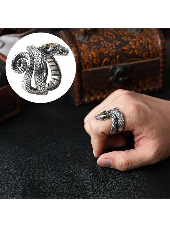 Men Python Ring Retro Opening Adjustable Smooth Alloy Good Detail Individual Finger Ring Party Club Snake Knuckle Ring Man Jewelry