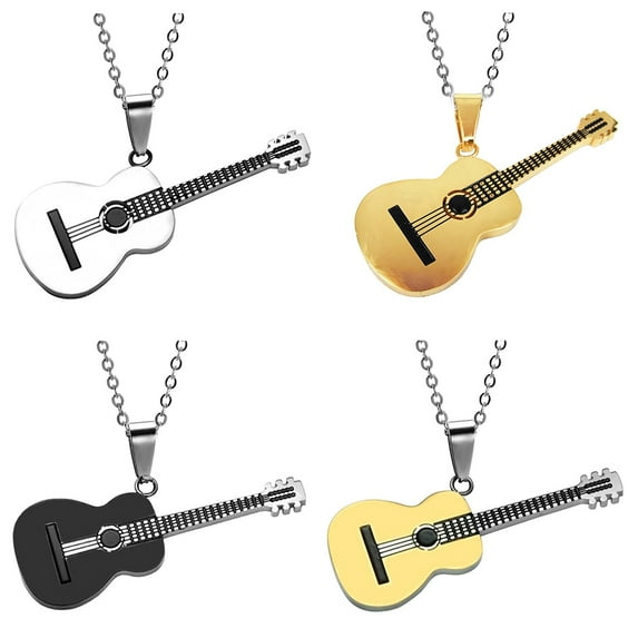 Soumake Men Women Rock Guitar Pendant Stainless Steel Necklace Jewelry Musician Gift