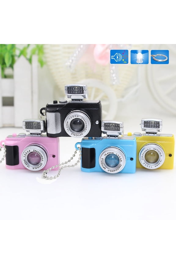 Mini Camera Led Keychain Key Ring Toy With Flashlight Sound Bag Phone Pendant Fashion
