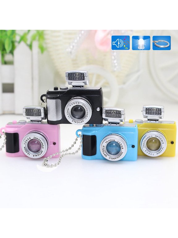 Mini Camera Led Keychain Key Ring Toy With Flashlight Sound Bag Phone Pendant Fashion