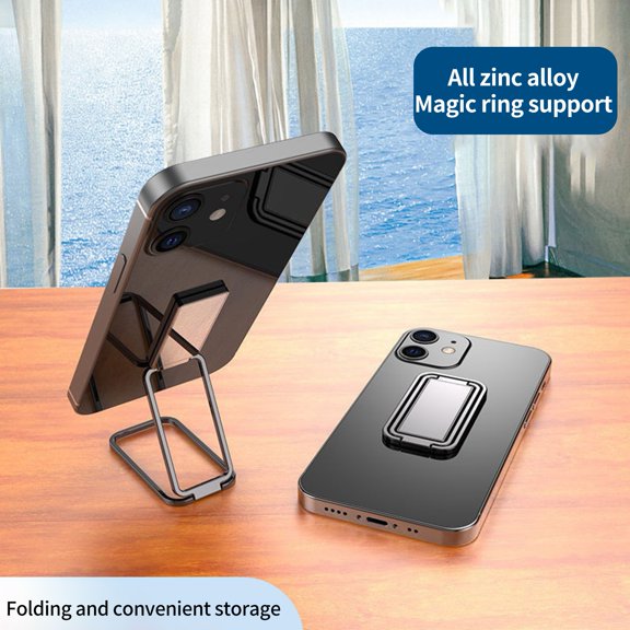 Soumake Mobile Phone Holder 360 Degree Rotation Angle Adjustment Fall Resistant Anti-Shaking Back-Mounted Mobile Phone Stand Daily Use Supply Practical