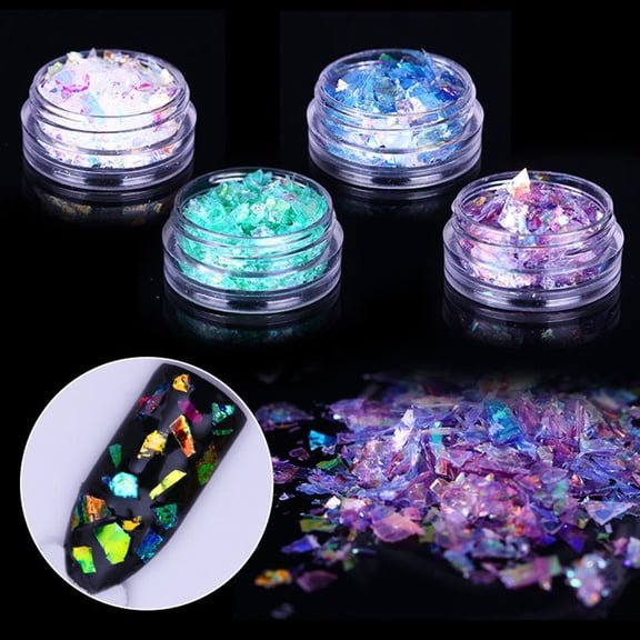 Soumake Nail Giltter Sequines Fluorescent Glass Paper Dust Powder Nail Art Diy Decor Practical