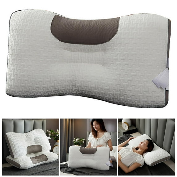 Soumake Neck Pillow Wave-shaped/Honeycomb Quick Rebound Ergonomic Adults Cervical Orthopedic Bed Pillow Bedroom Supplies