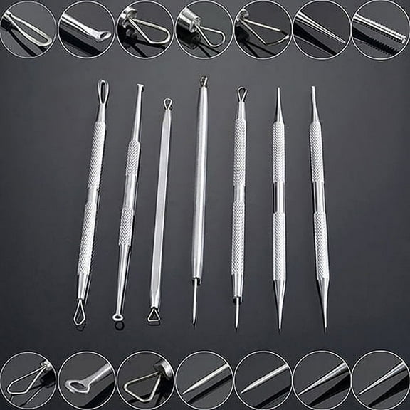 Soumake Non-Slip Stainless Steel Pimple Popper Acne Blackhead Removal Needle Tool Silver Practical