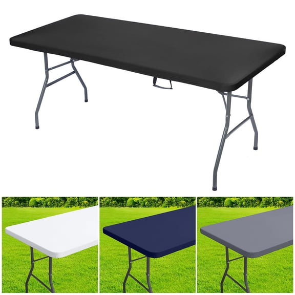 Soumake Outdoor Picnic Table Cloth with Elastic Edge Windproof Wear Resistant Waterproof Camping Washable Patio Table Cover Protector