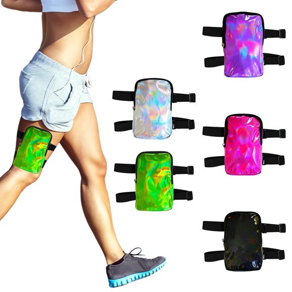 Soumake Outdoor Thigh Bag Waterproof Adjustable Elastic Band Zipper Closure Portable Fanny Pack Large Capacity With Inner Mesh Pocket Jogging Hiking Travel Leg Bag