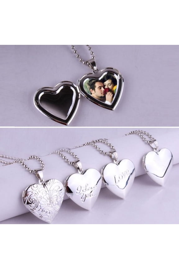Photo Necklace Smooth Romantic Love Memorial Locket Necklace for Anniversary