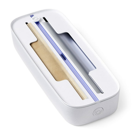 Soumake Plastic Wrap Cutter Foil Roll Wrap Dispenser Detachable Lid Sharp Stainless Steel Blade Smooth Rolling Adjustable Divider Wax Paper Cutting Tool