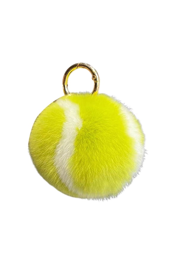 Plush Tennis Ball Decoration With Metal Ring Stress Relief Fuzzy Round Squeeze Ball Toy Diy Mini Keychain Pendant Backpack Ornament Birthday Gift Practical