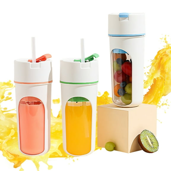 Soumake Portable Juicer Blender USB Rechargeable Powerful Motor 6 Stainless Steel Blades Juicer Long Battery Life Travel-Friendly Mini Blender Bottle for Fruit Slicing Ice Crushing Juice Milkshake