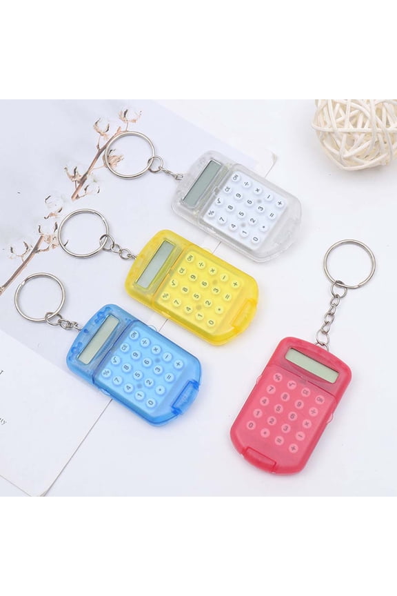 Portable Mini Flip Calculator Hanging Pendant Keychain Keyring Key Holder Gift