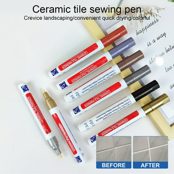 Soumake Portable Tile Marker Waterproof Odorless Quick Dry Solid Color Tile Marker Grout Pen Wall Seam Pen Bathroom Supplies Household
